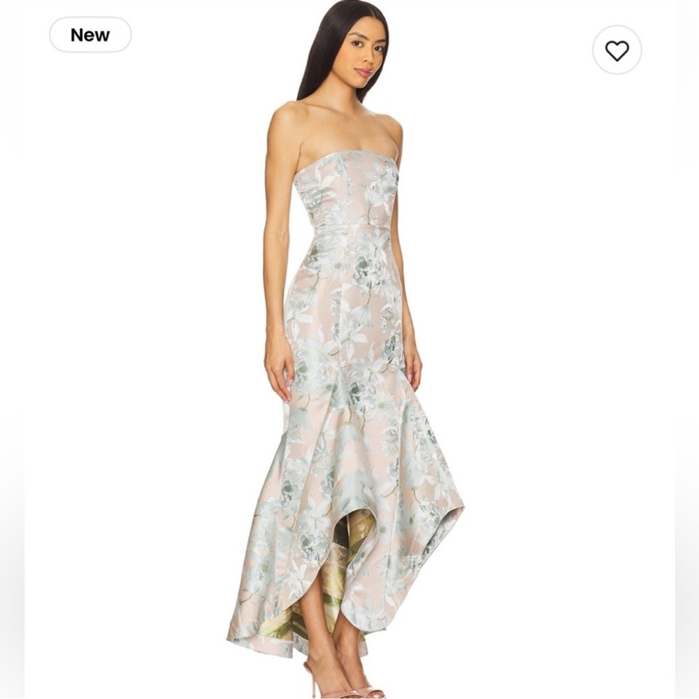 Lovers + Friends Strapless Floral High-Low Maxi Dress in Blush and Sage